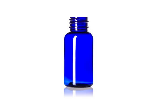 Cobalt Blue Boston Round PET Bottle – 1 oz