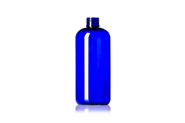 Cobalt Blue Boston Round PET Bottle – 16 oz