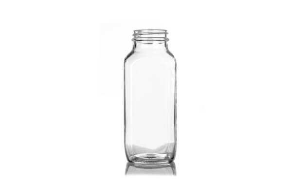 Clear French Square Glass Bottle – 8 oz