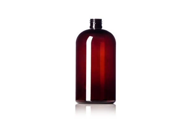 Amber PET Boston Round Bottle – 16 oz – 24-410