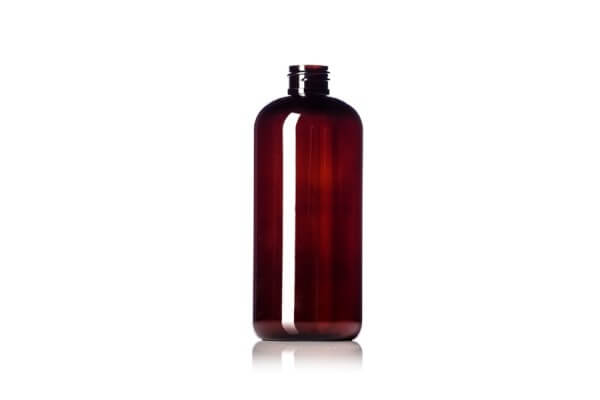 Amber PET Boston Round Bottle – 16 oz – 28-410